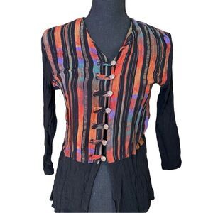 Vintage Sharon Anthony Petites Blouse Long Sleeve Button Multicolor Sz 6P